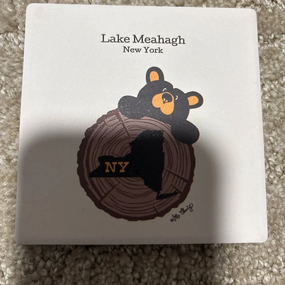 Demdaco Absorbent Coasters (4) Lake Meahagh New York Black Bear Jeff Fleming